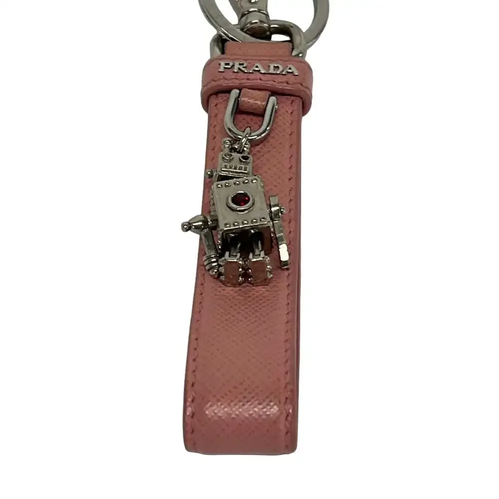 Prada Bag Charm Pink Silver Leather Hardware
